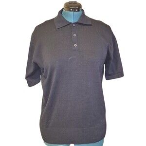 Massimo Dutti Polo Shirt Mens Medium Blue Short Sleeve Extrafine Cotton Casual